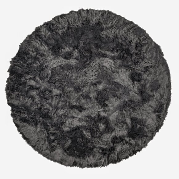 Luxe Home Decor Arlington Faux Sheepskin Circular Rug | 1-Piece | Grey | 6' - Picture 1 of 3